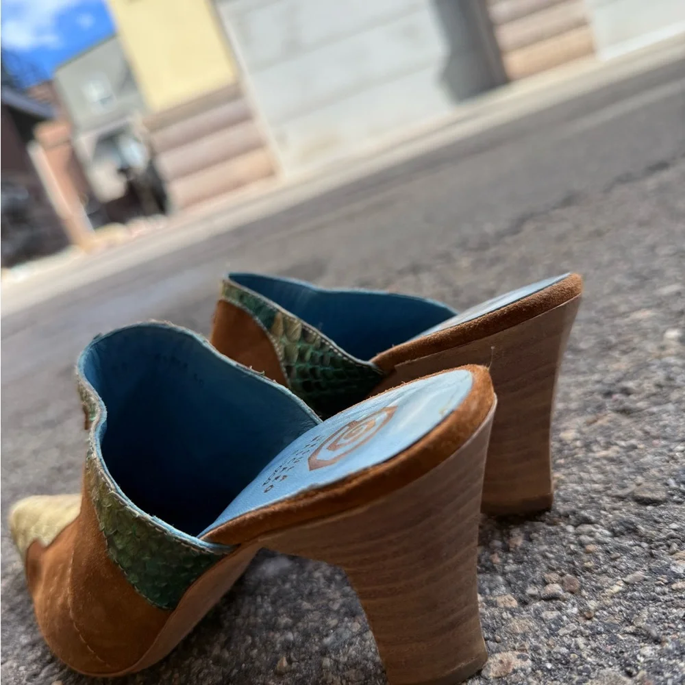 Ursula Mascaro Leather & Snake Skin Western Mules ~ 8.5 - Picture 6 of 10